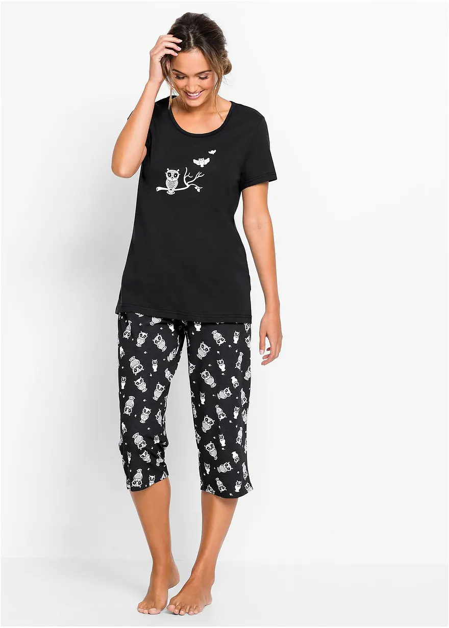 Capri Pyjama mit kurzen Ärmeln