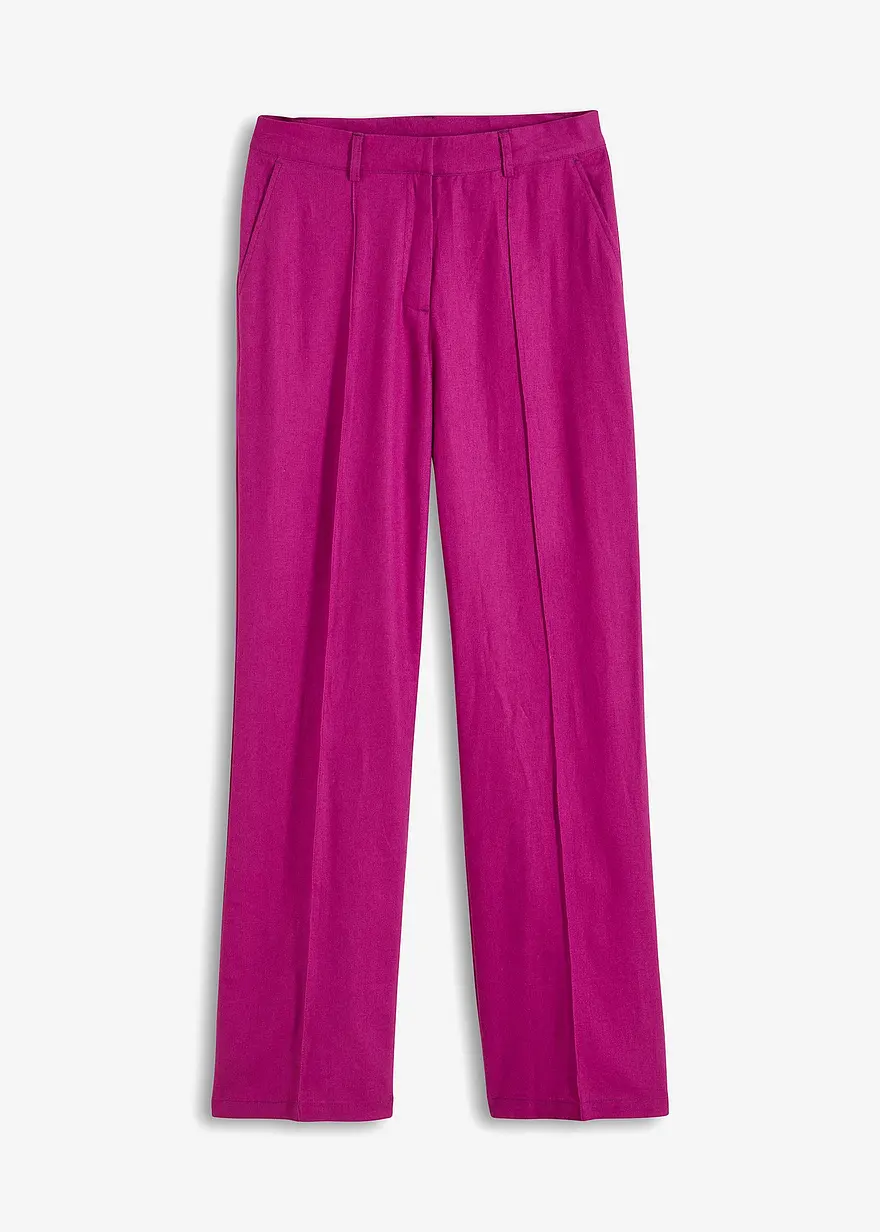Highwaist-Bundfaltenhose mit Leinen