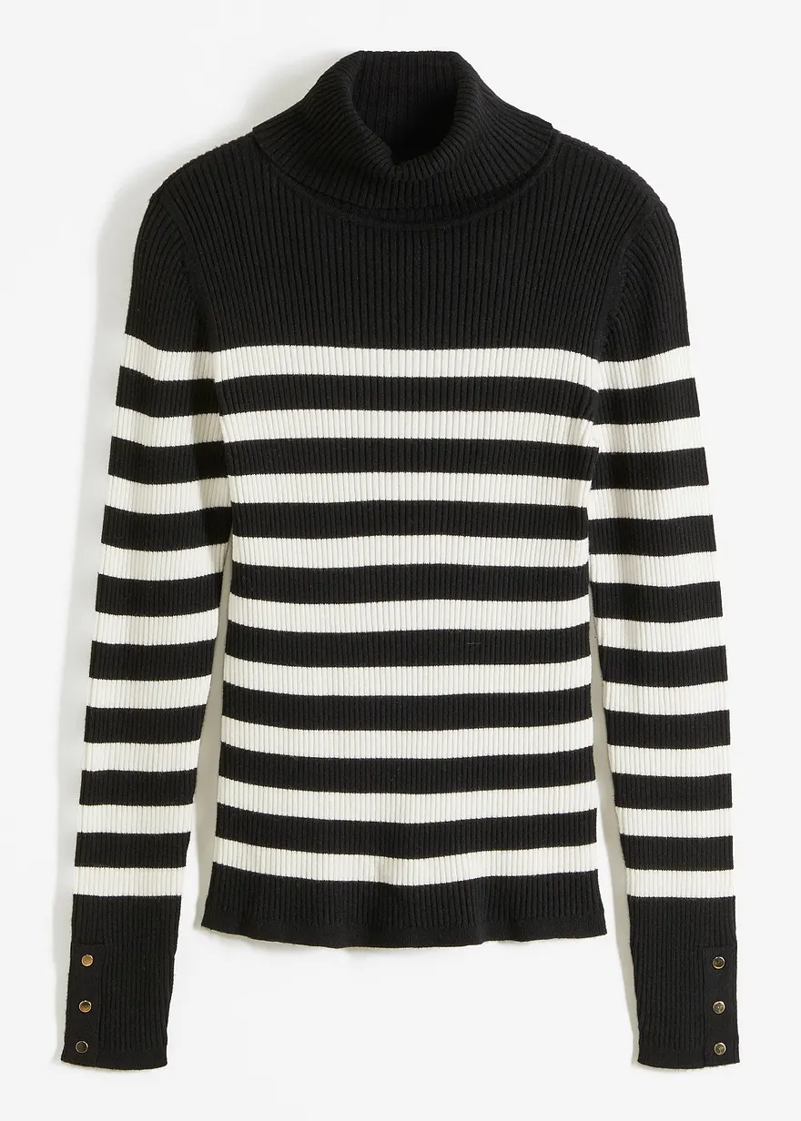 Gestreifter Rollkragenpullover