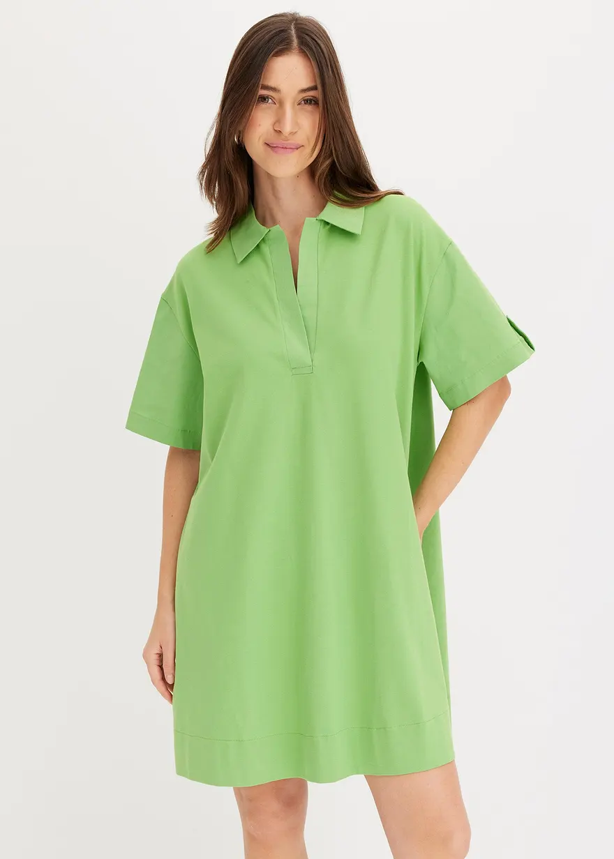 Hemdblusenkleid aus elastischem Bio-Baumwoll-Mix
