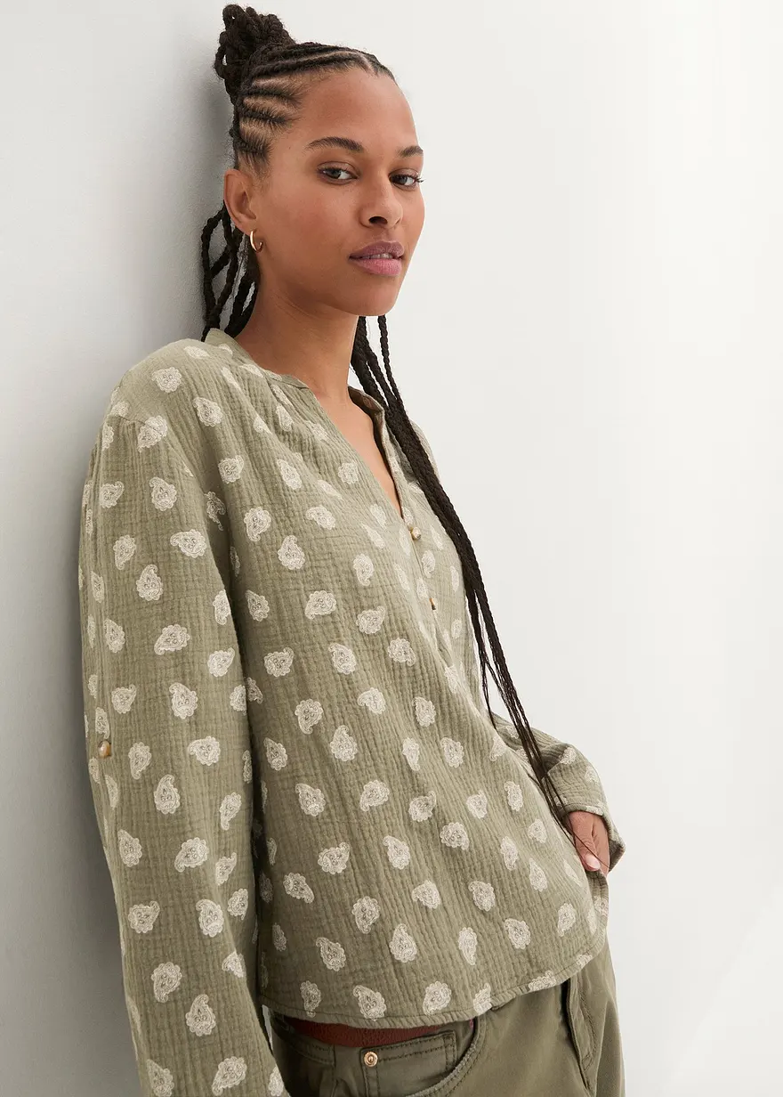 Oversize-Bluse aus luftigem Musselin