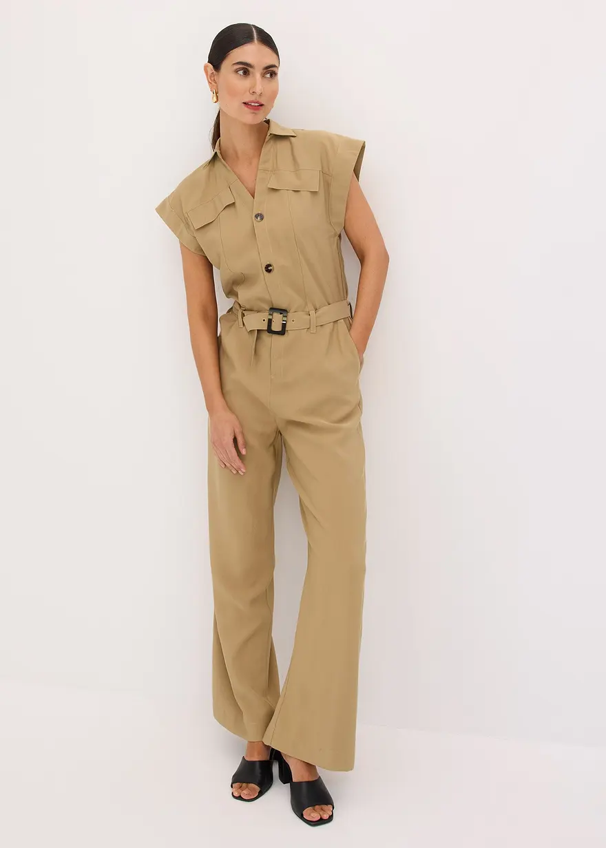 Viskose-Jumpsuit mit Bindeband