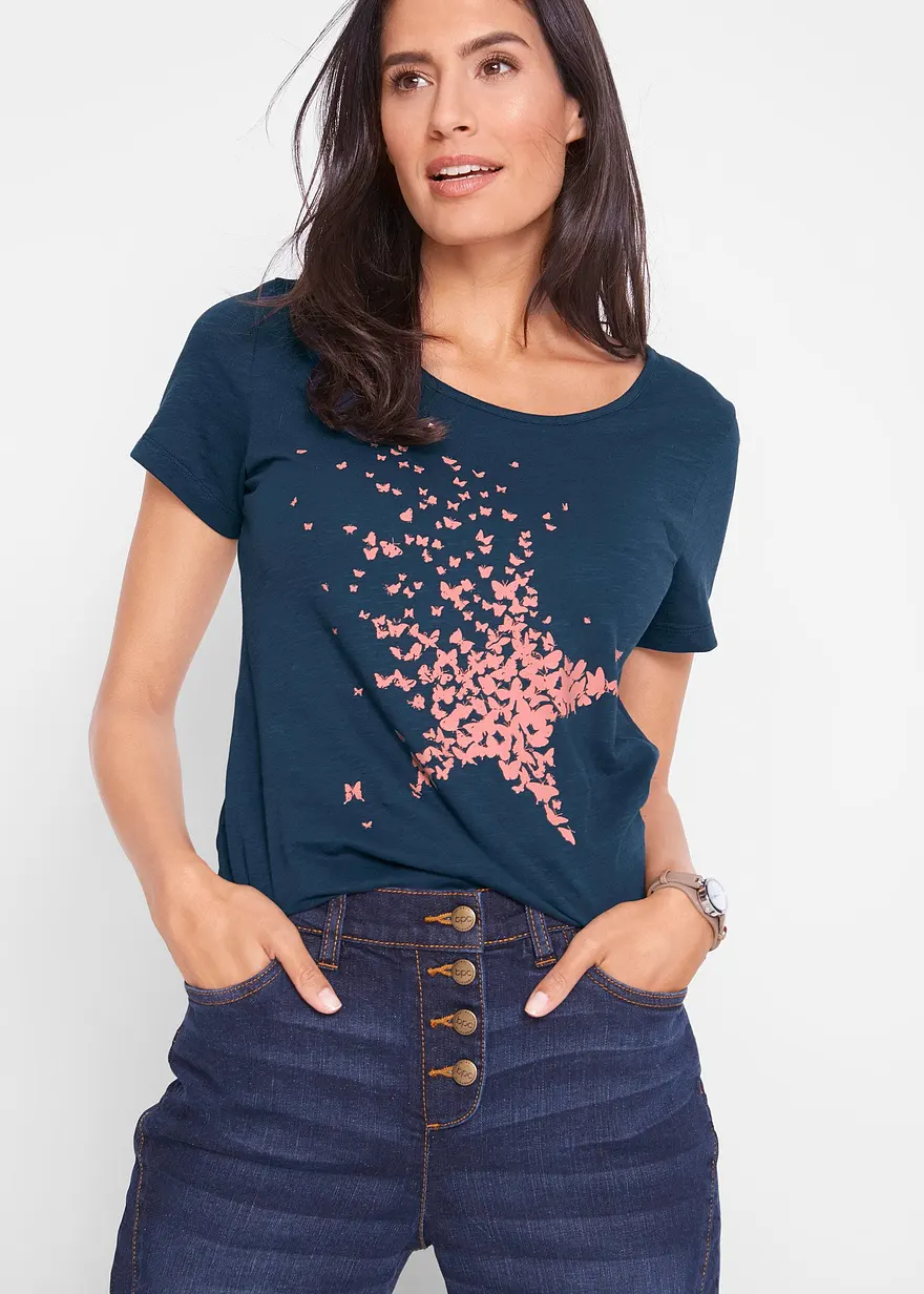 Flammgarn-Shirt aus Bio-Baumwolle, kurzarm