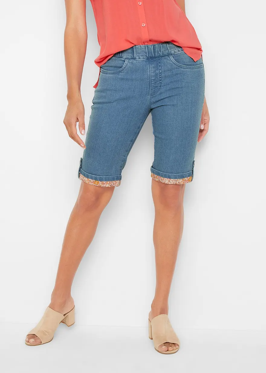 Jeans-Bermuda mit farbigem Aufschlag