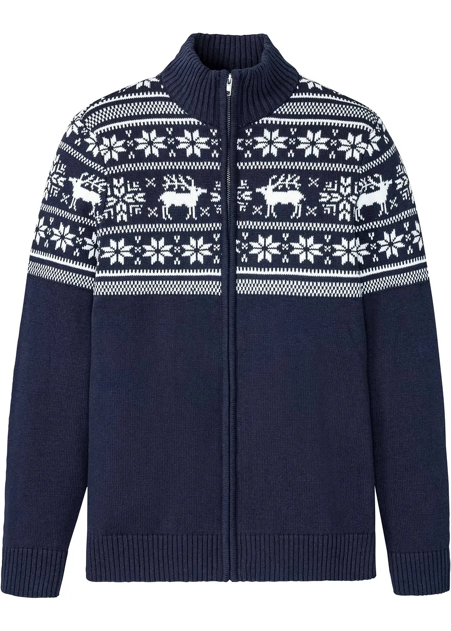 Norweger Strickjacke aus reiner Baumwolle