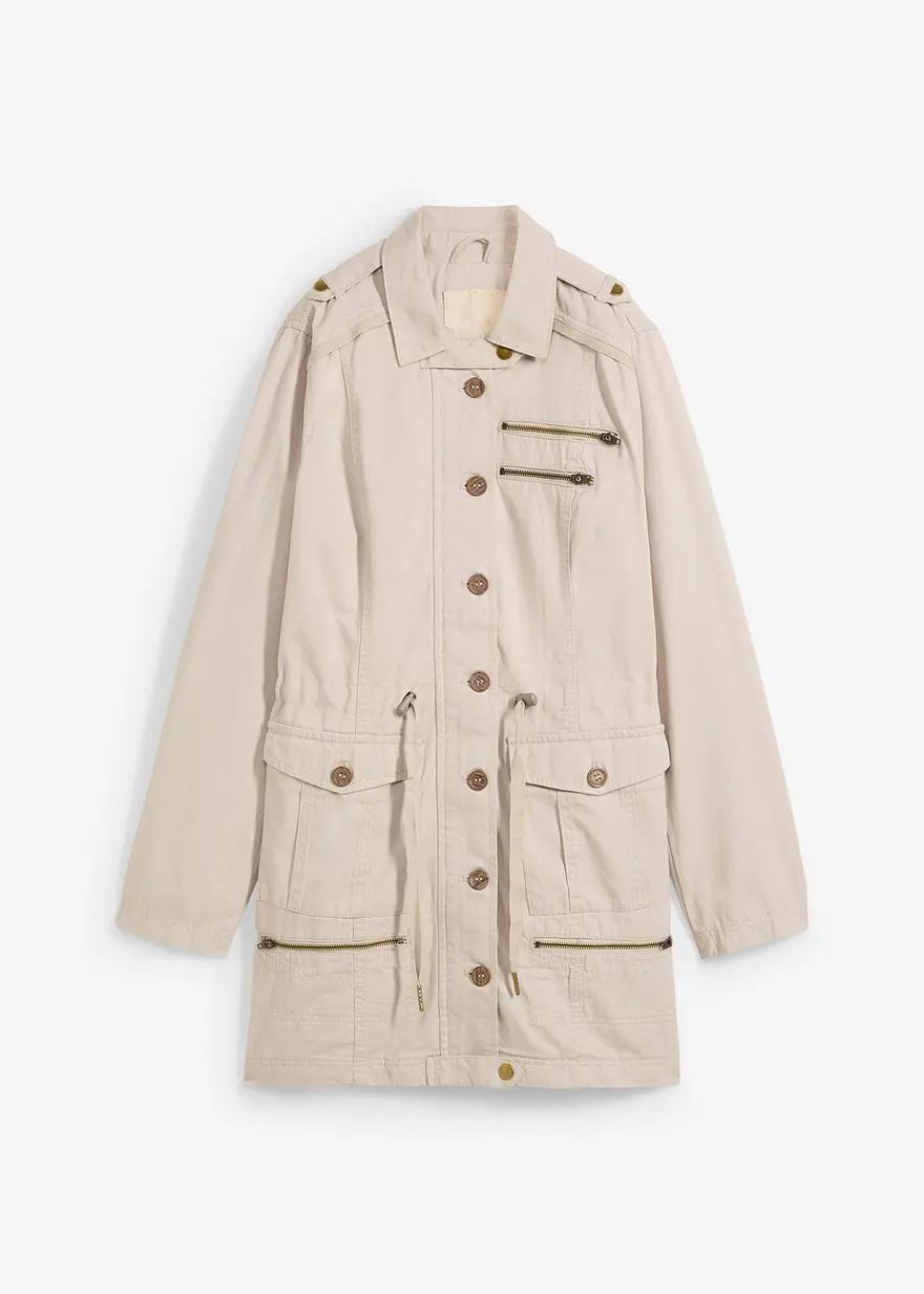 Baumwoll Parka im Utility Stil, halblang