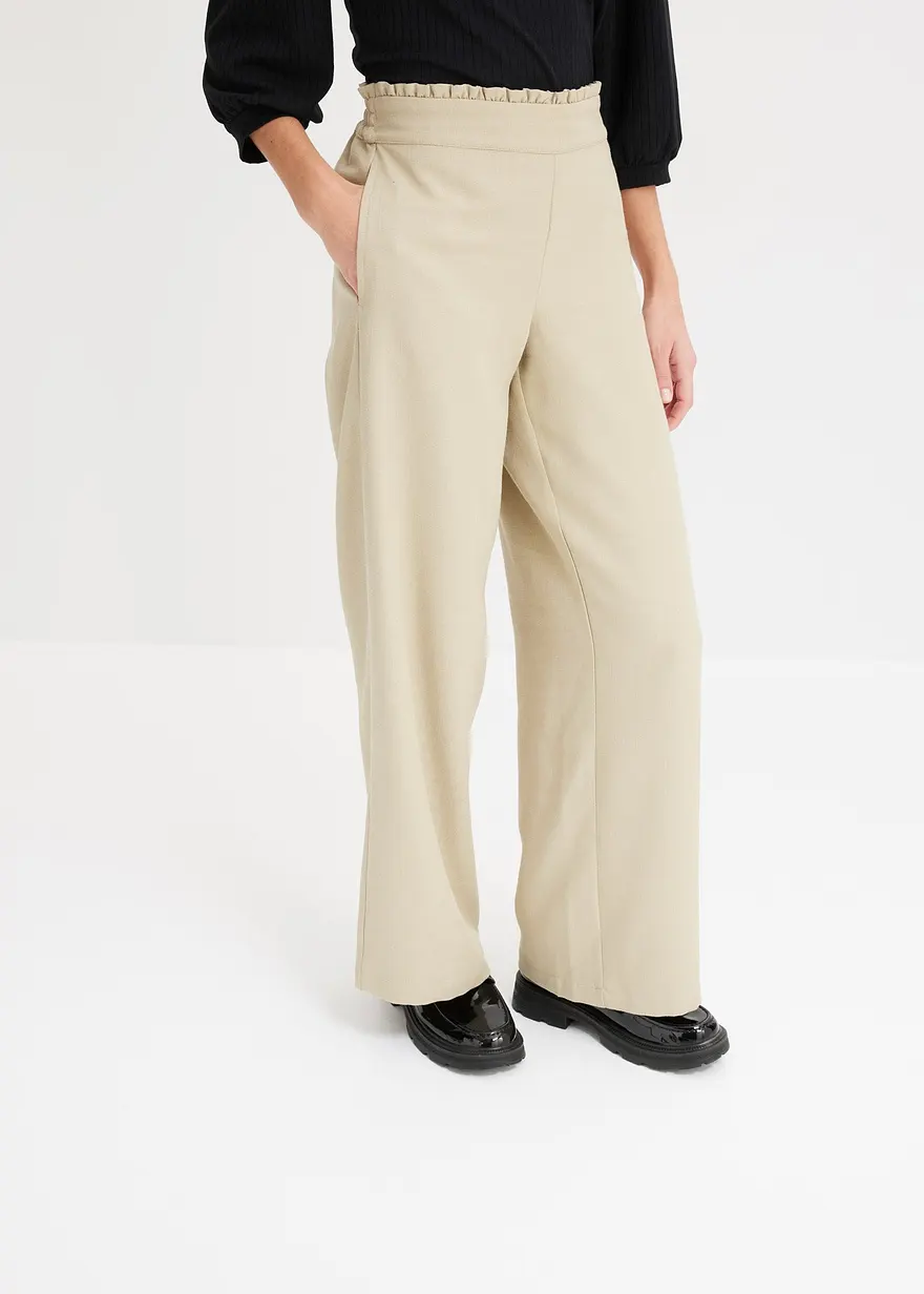 Marlenehose in Leinenoptik mit elastischem Bund