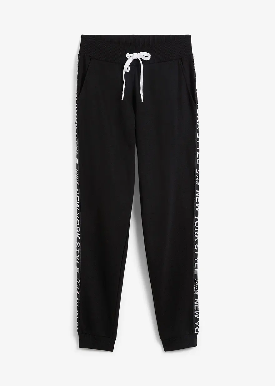 Sweathose mit Bündchen und Statement-Druck