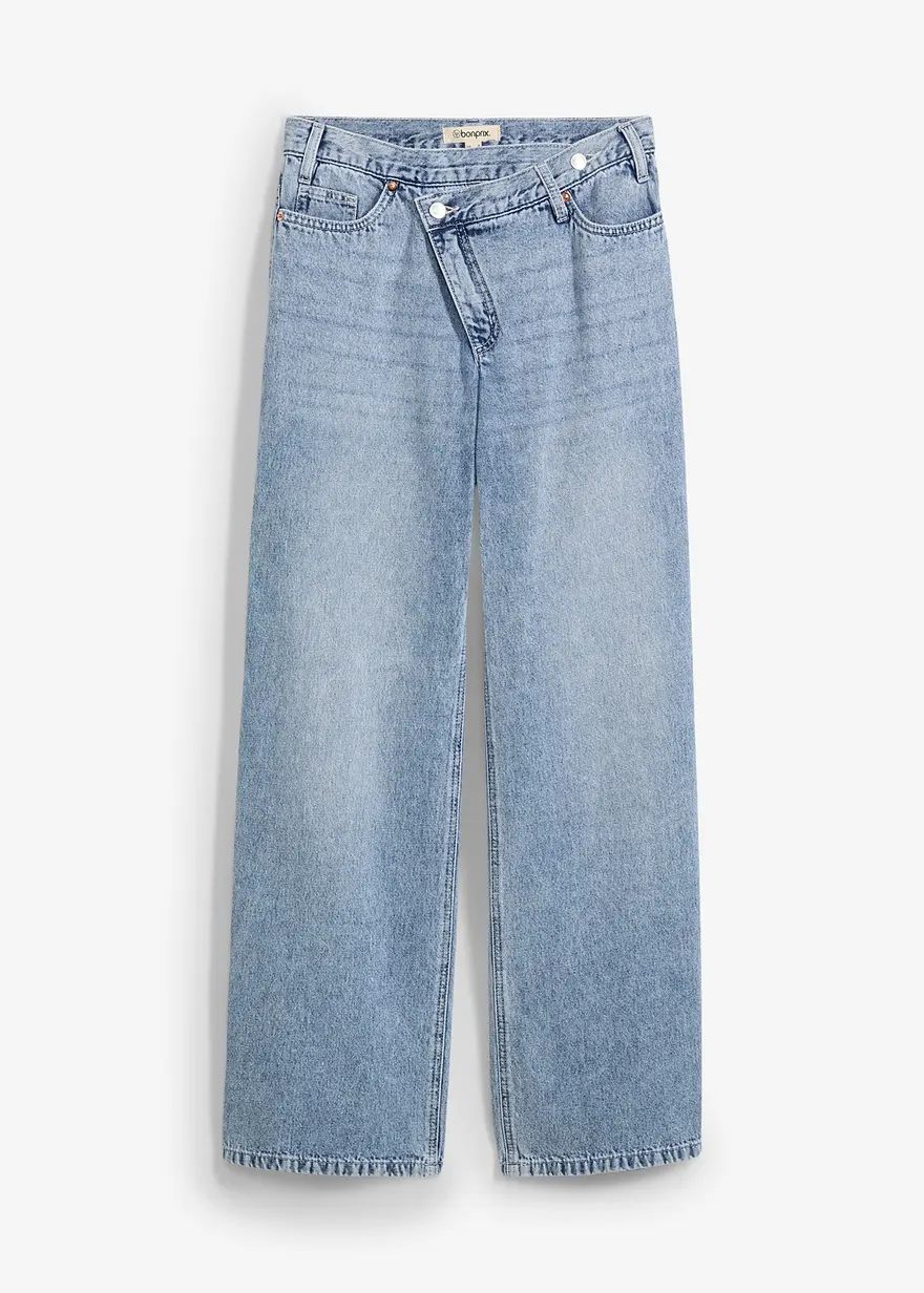 Wide-Leg-Jeans Mid Waist, Low Stretch