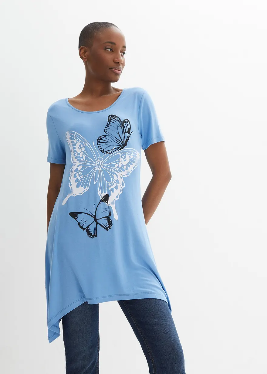 Longshirt mit Zipfel und Schmetterlingsmuster