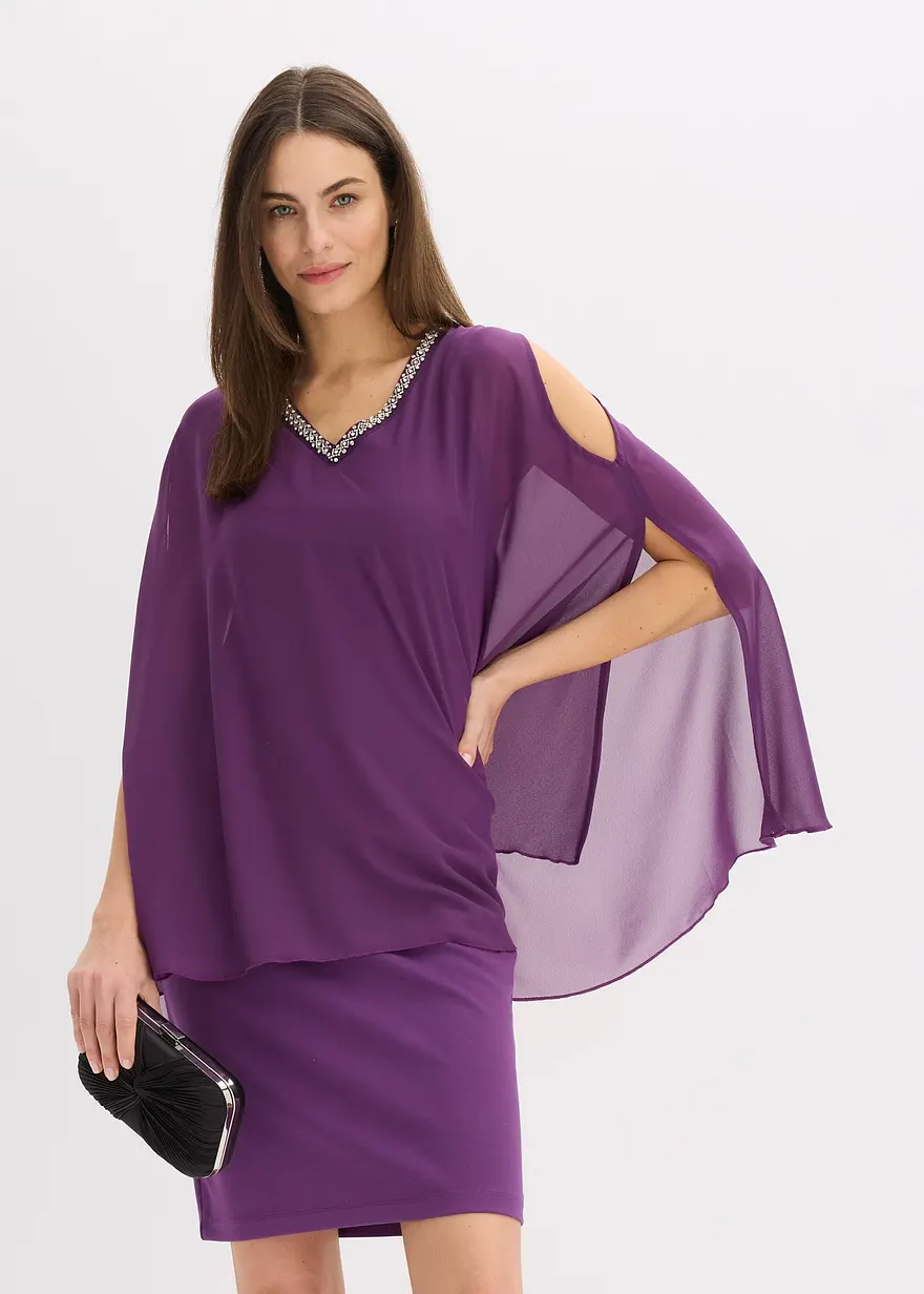 Chiffonkleid mit Strasssteinverzierung