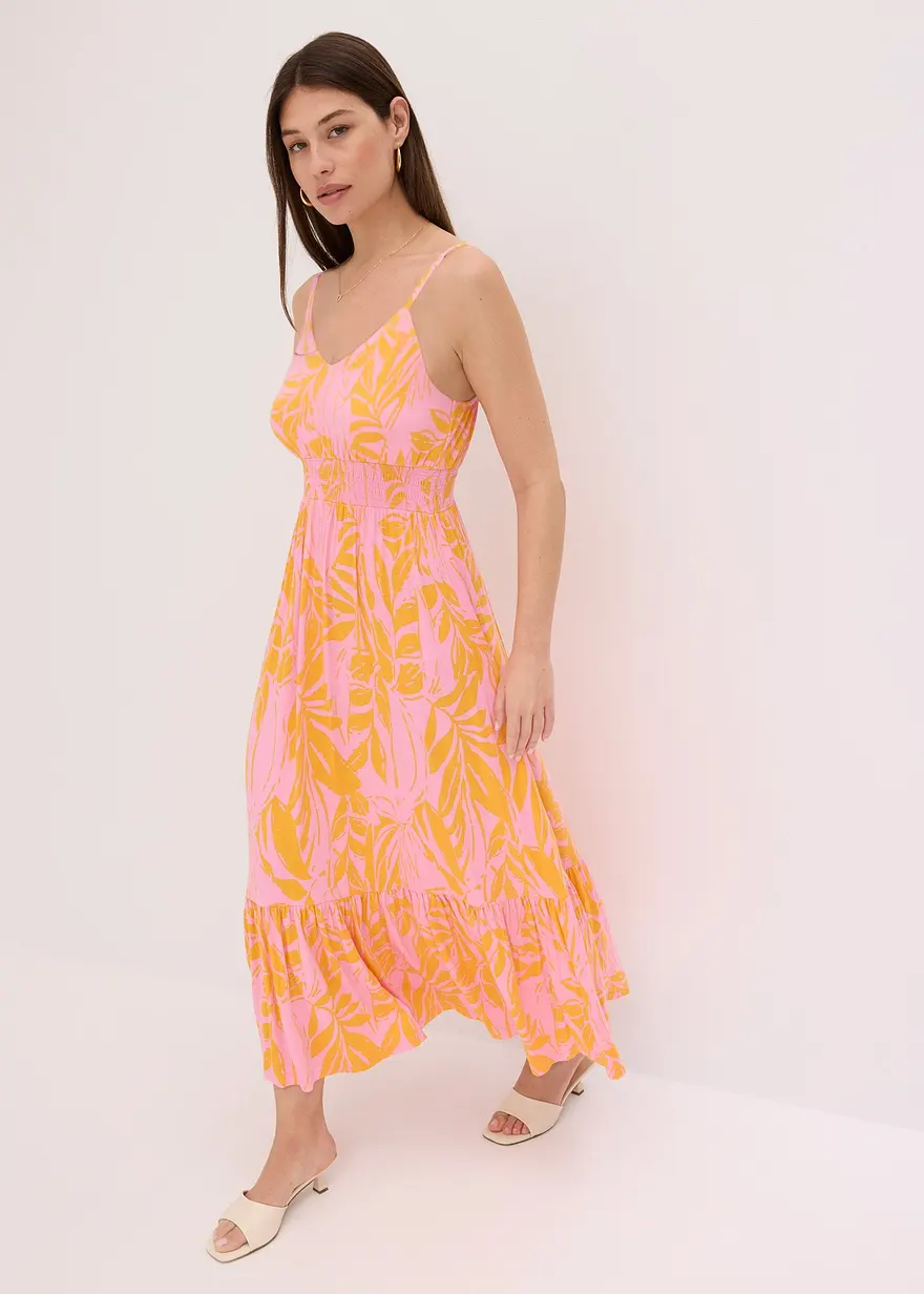bedrucktes Trägerkleid aus softem Viskose-Mix