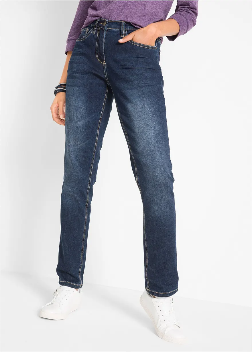 Straight Jeans Mid Waist, Stretch