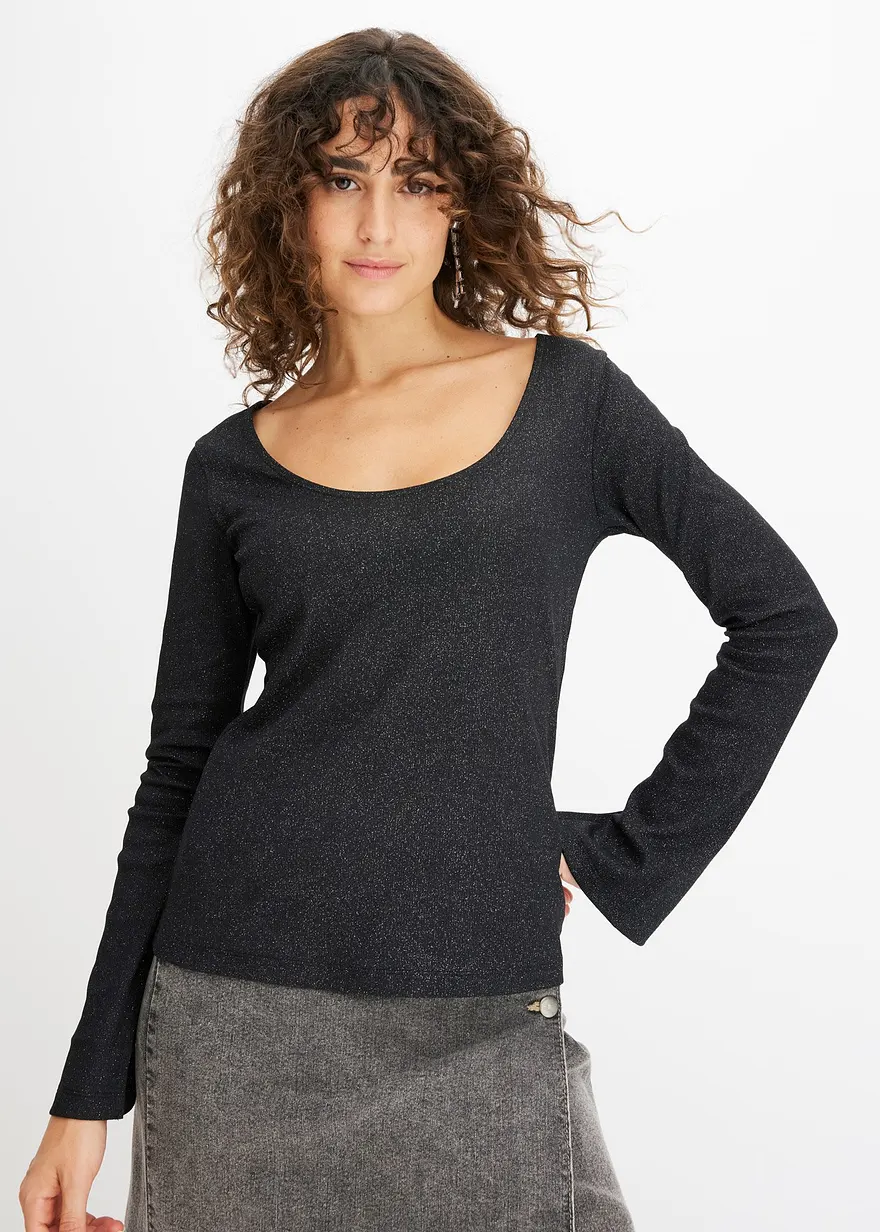 Rippshirt mit Glanzeffekt