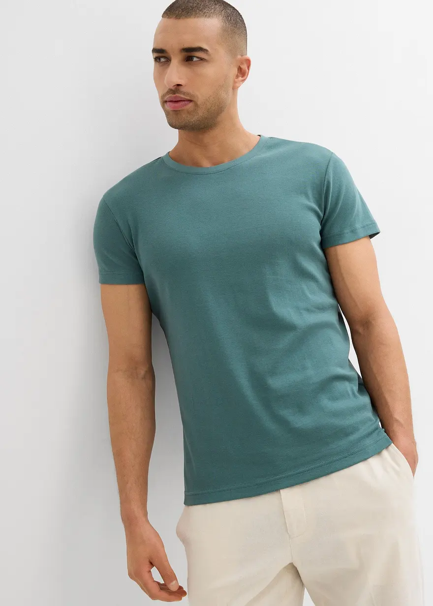 T-Shirt (2er Pack) in Ripp-Qualität, Slim Fit