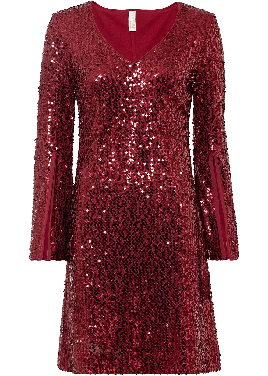 Paillettenkleid mit Trompeten-Ärmel