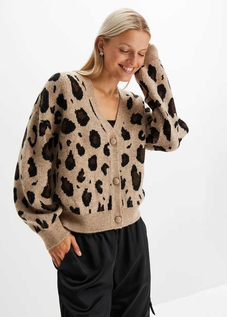 gemusterte Strickjacke
