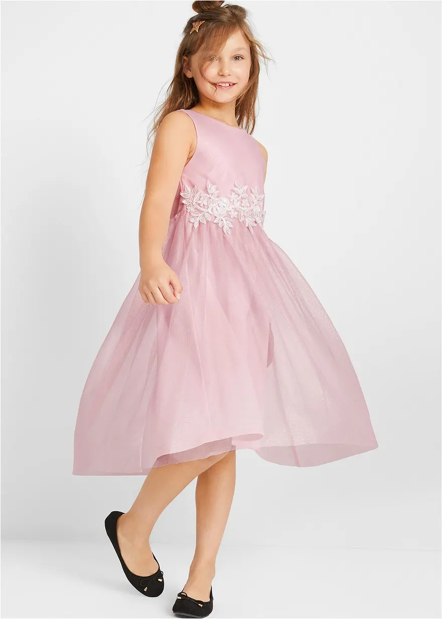 Midikleid mit Spitzenbesatz