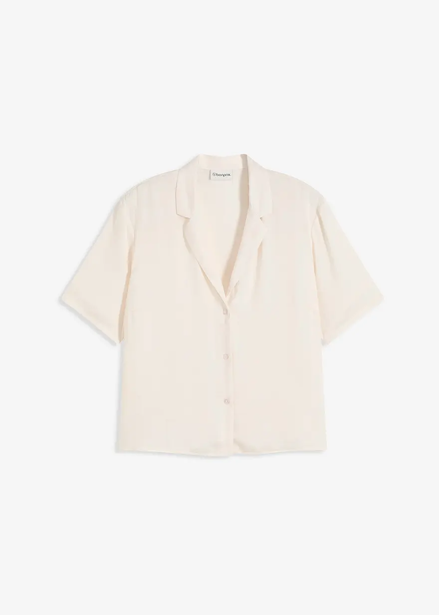 Satin-Bluse mit Reverskragen