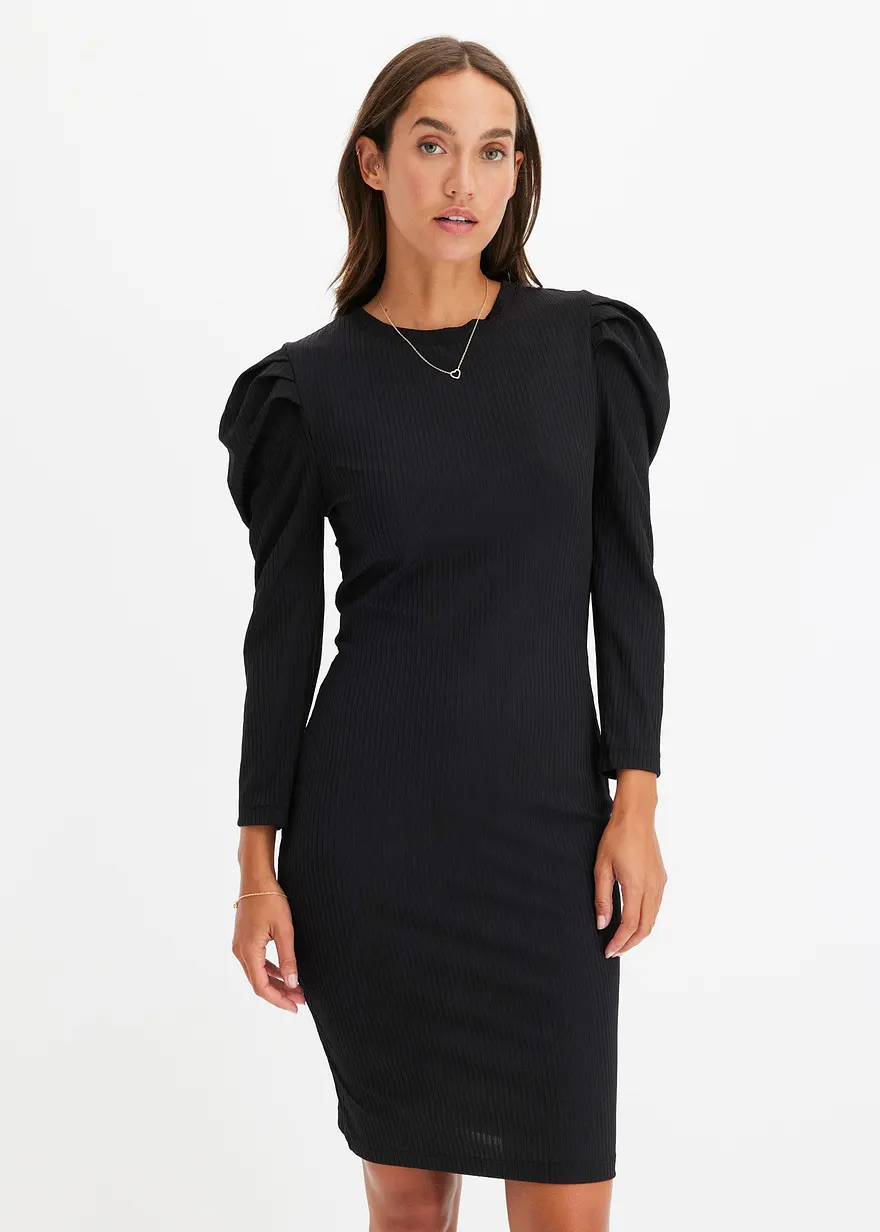 geripptes Jerseykleid
