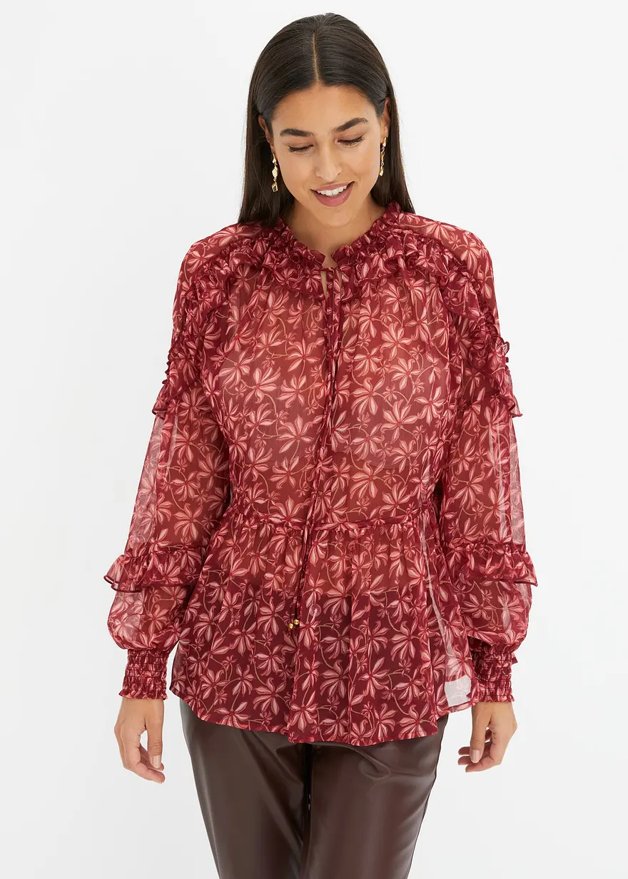 Chiffonbluse mit Rüschen