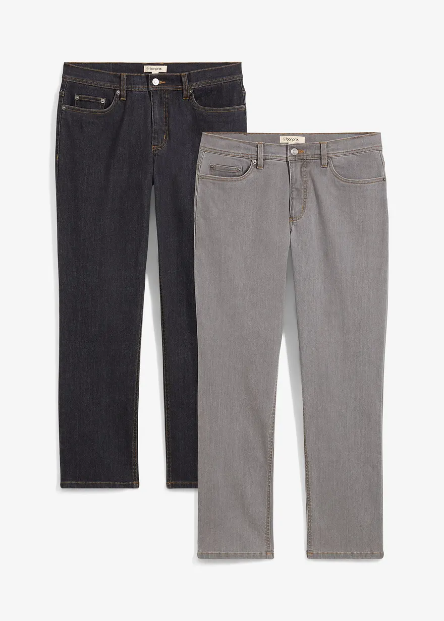 Regular Fit Stretch-Jeans, Straight (2er Pack)