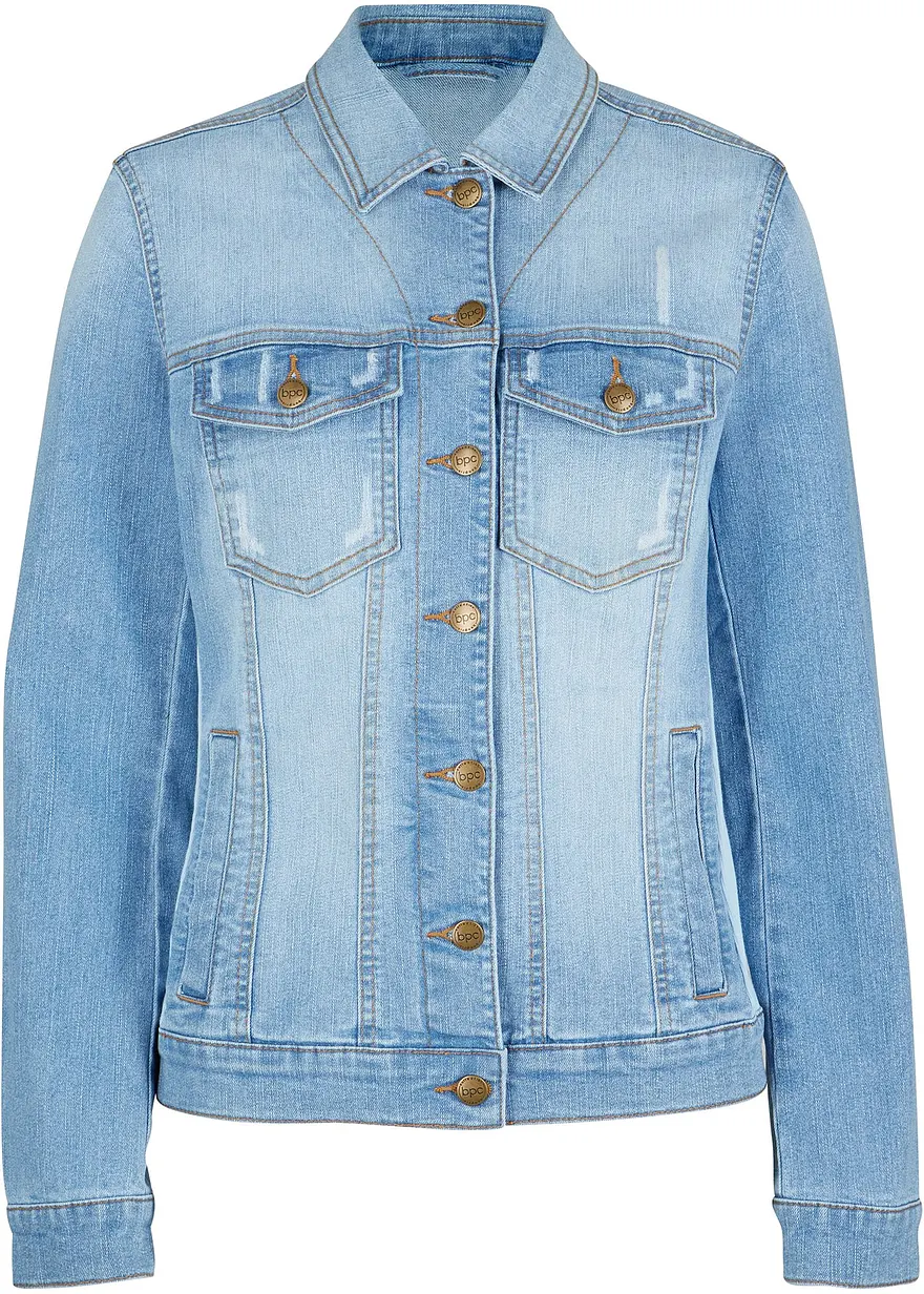 Jeansjacke mit seitlichem Rippeinsatz
