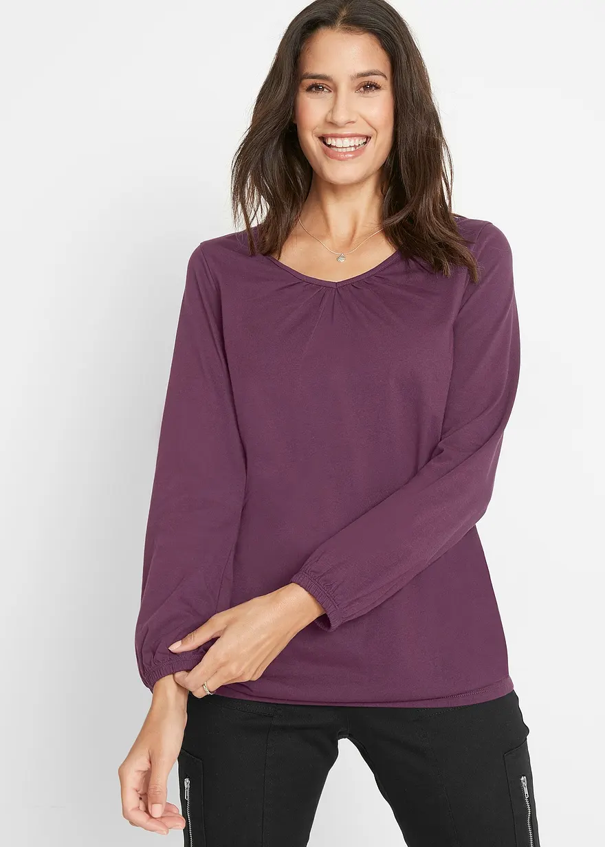 Langarmshirt mit Gummizug aus reiner Baumwolle