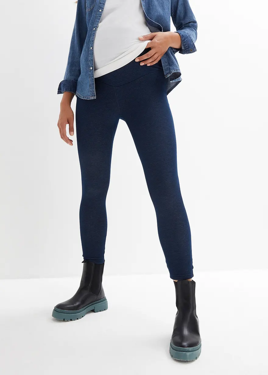 Thermo-Leggings für die Schwangerschaft in Jeansoptik