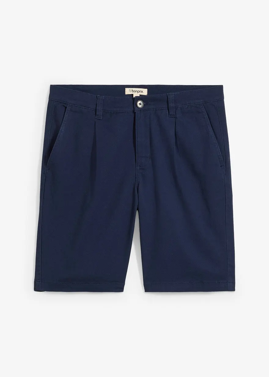Regular Fit Stretch-Bermuda mit Bundfalte