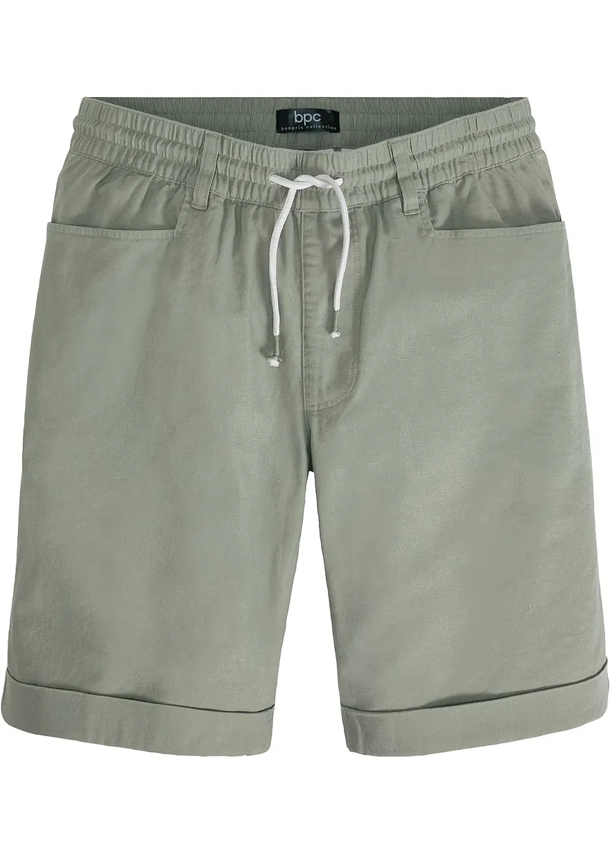 Regular Fit Schlupf-Bermuda aus Leinen-Mix