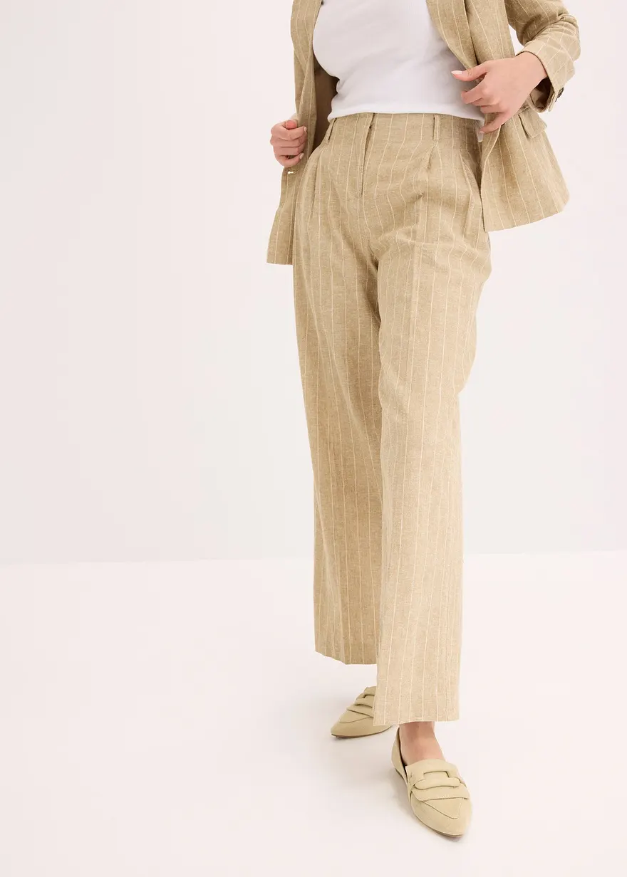 Bundfaltenhose mit Leinenanteil