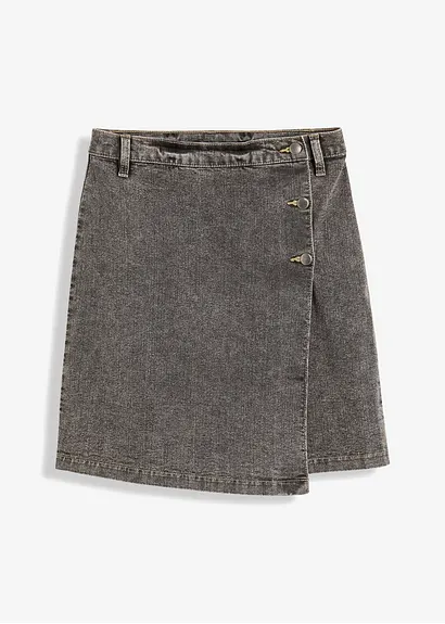 Jeansrock Mid Waist, gewickelt