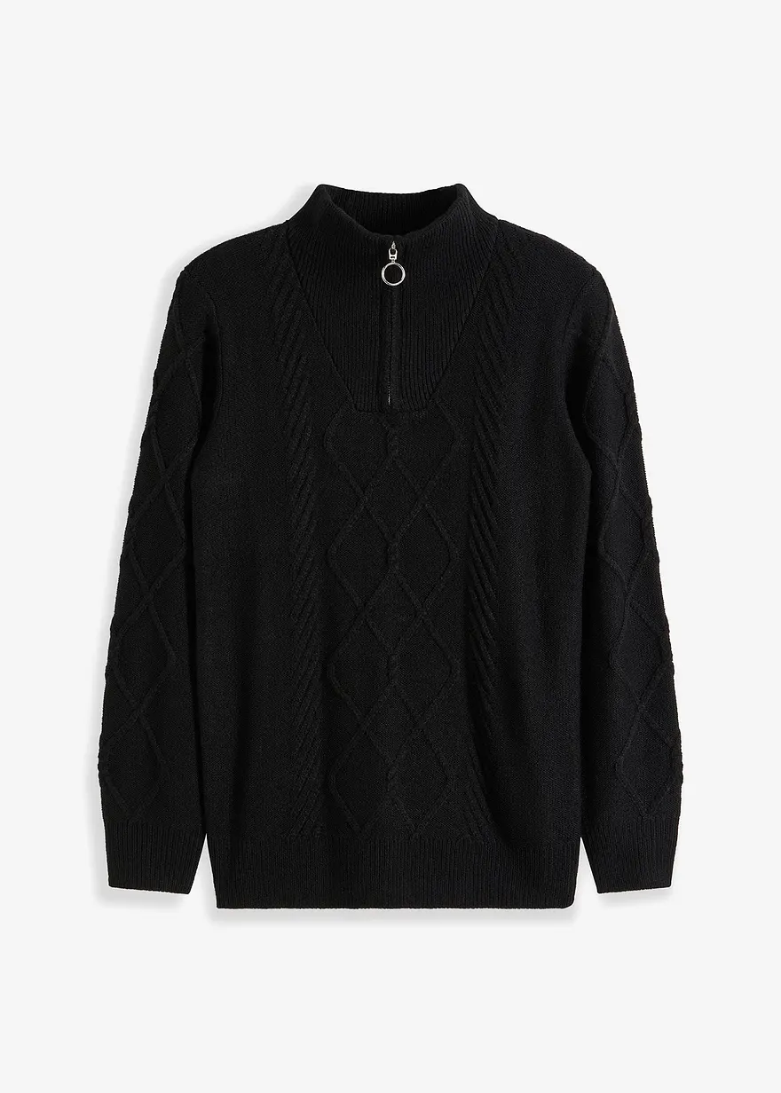 Troyer Pullover mit Zopfmuster