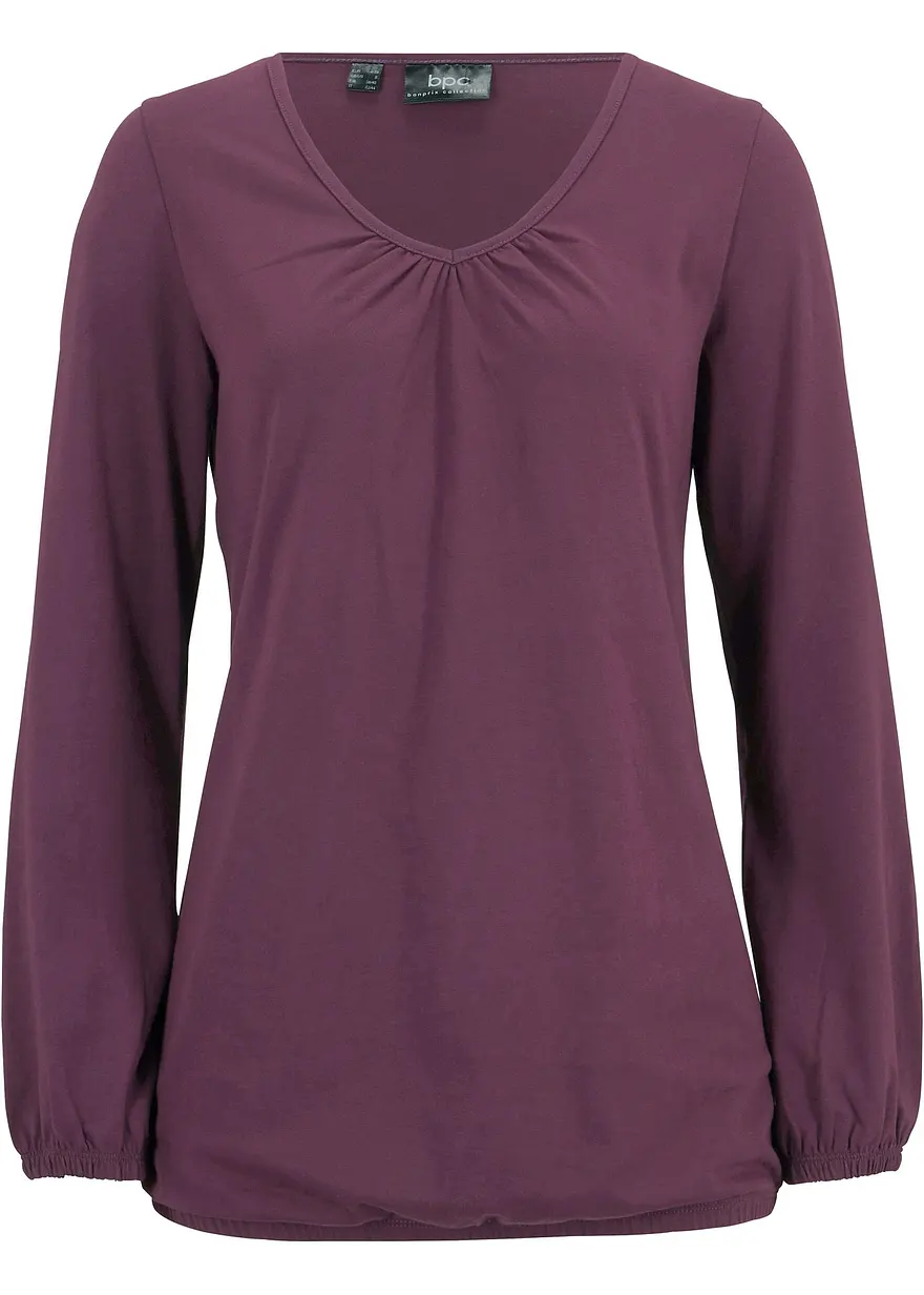 Langarmshirt mit Gummizug aus reiner Baumwolle