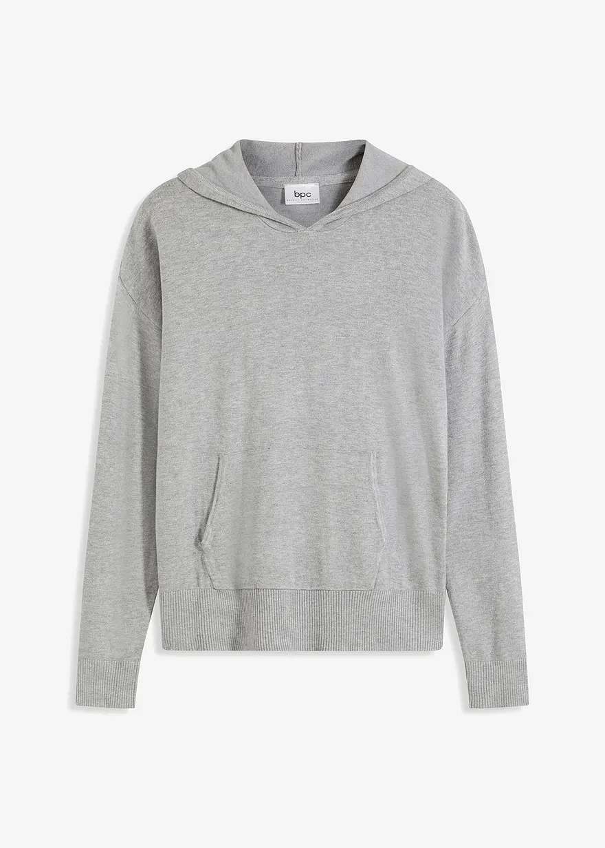Strick-Hoodie mit Kängurutasche aus Viskose-Mix