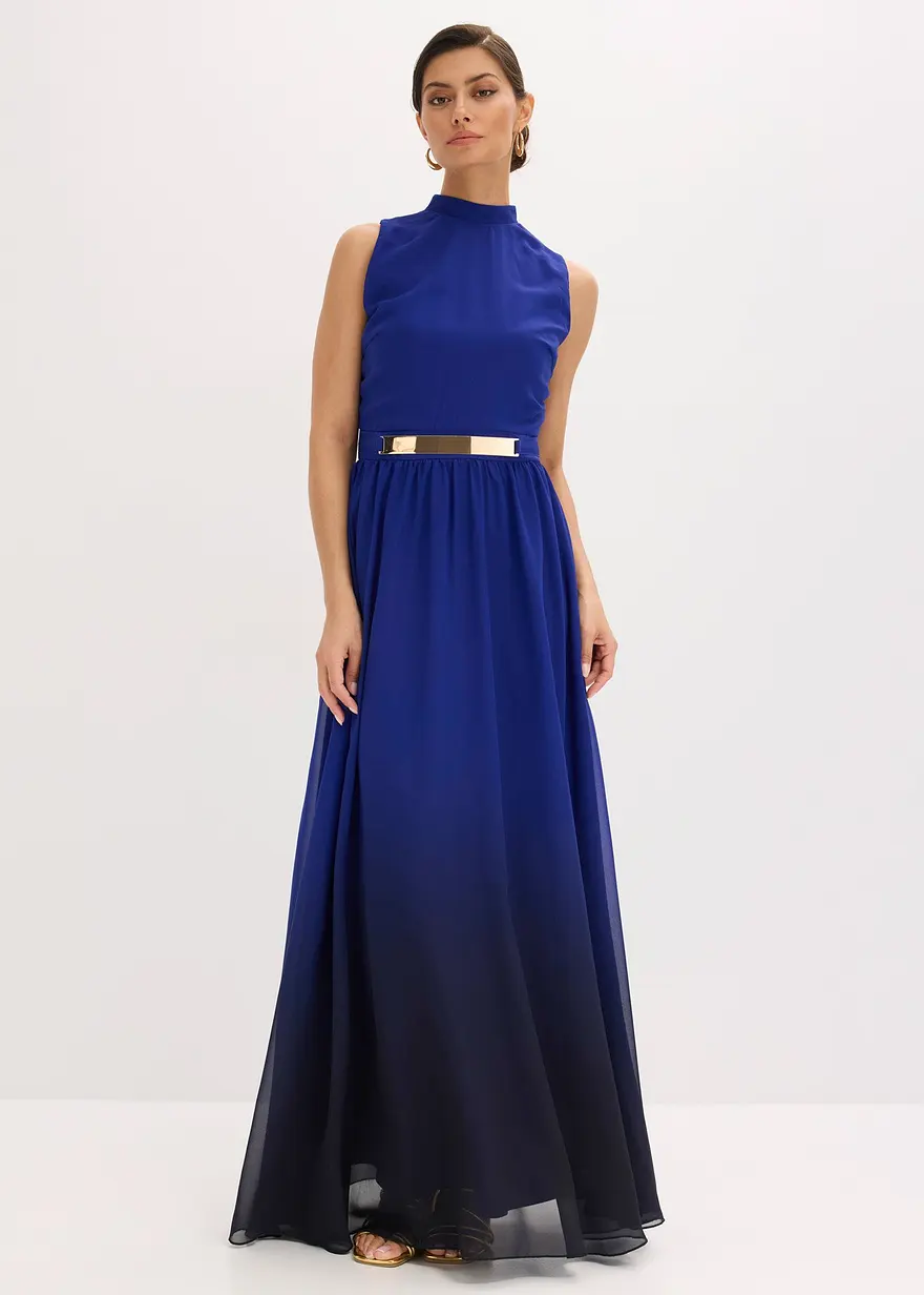 Chiffonkleid mit Kragen und Taillen-Einsatz