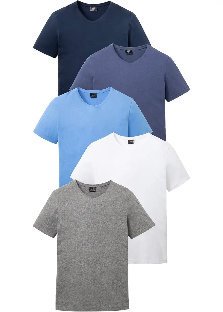 T-Shirt mit V-Ausschnitt (5er Pack)