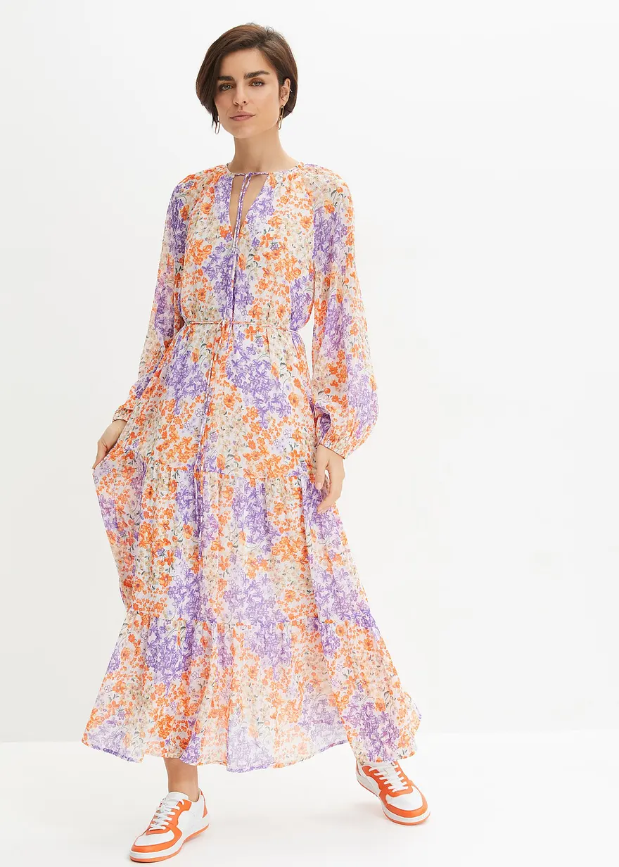 Geblümtes Maxikleid aus recyceltem Polyester