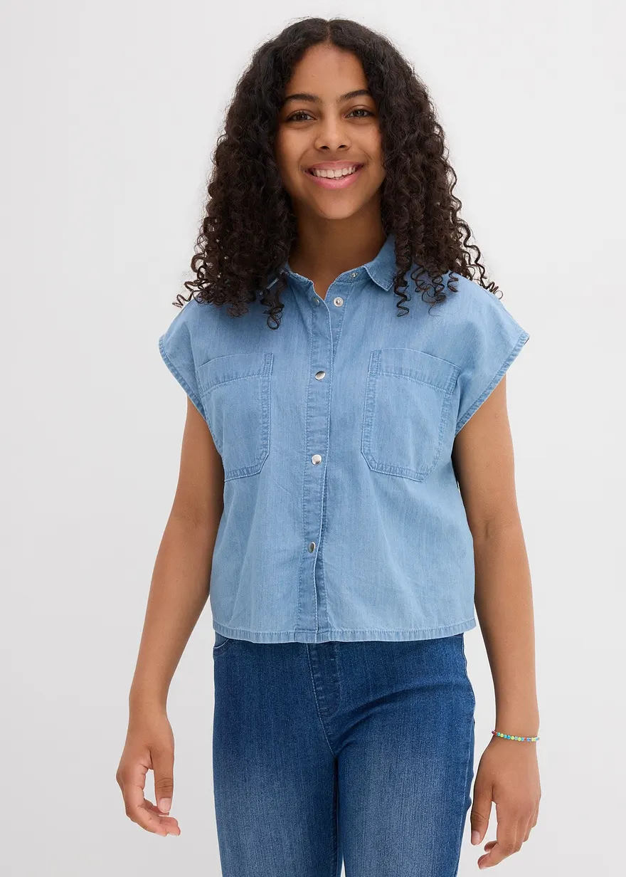 Jeansbluse aus fließender Baumwolle