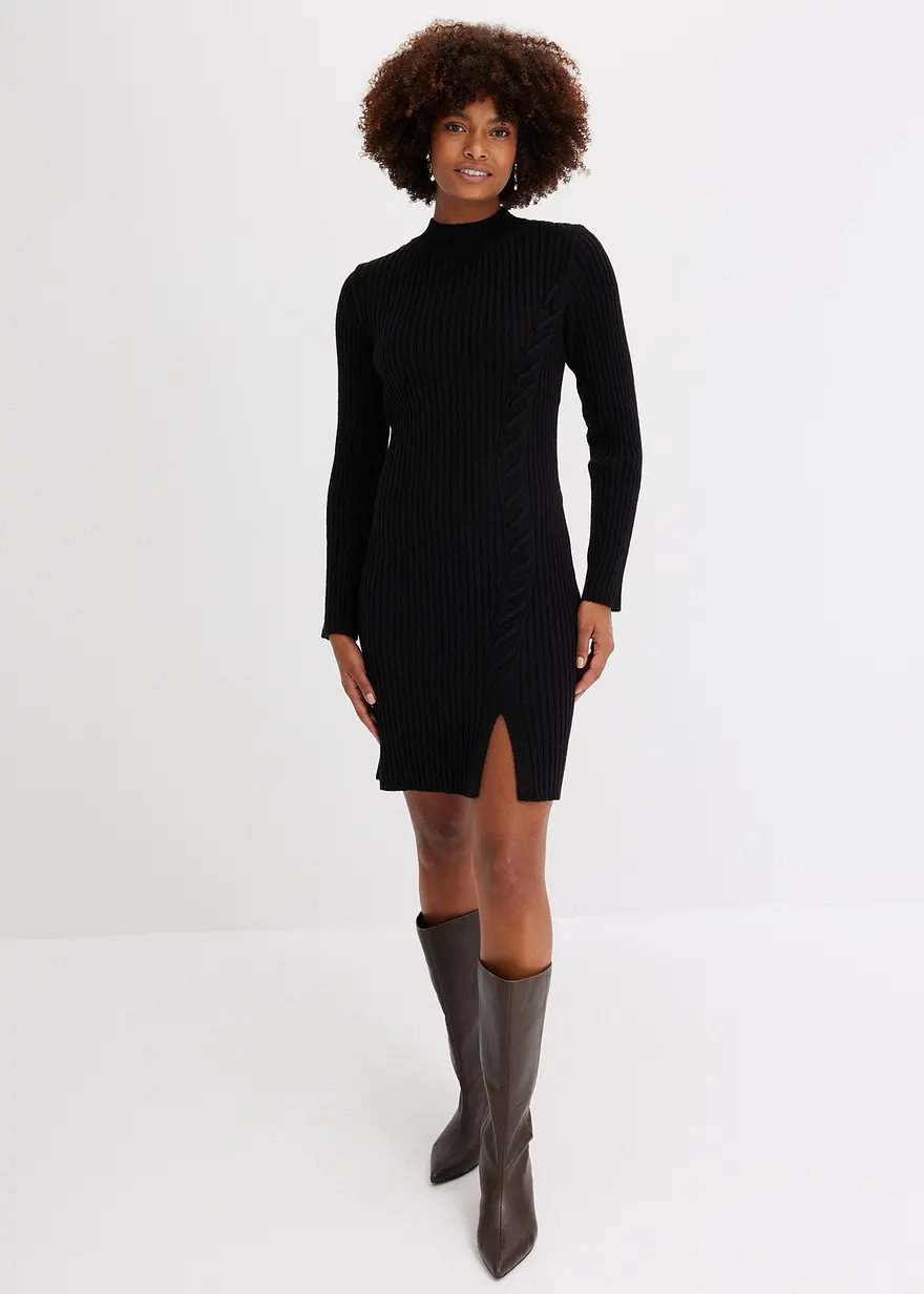Figurbetontes Strickkleid mit Schnürung