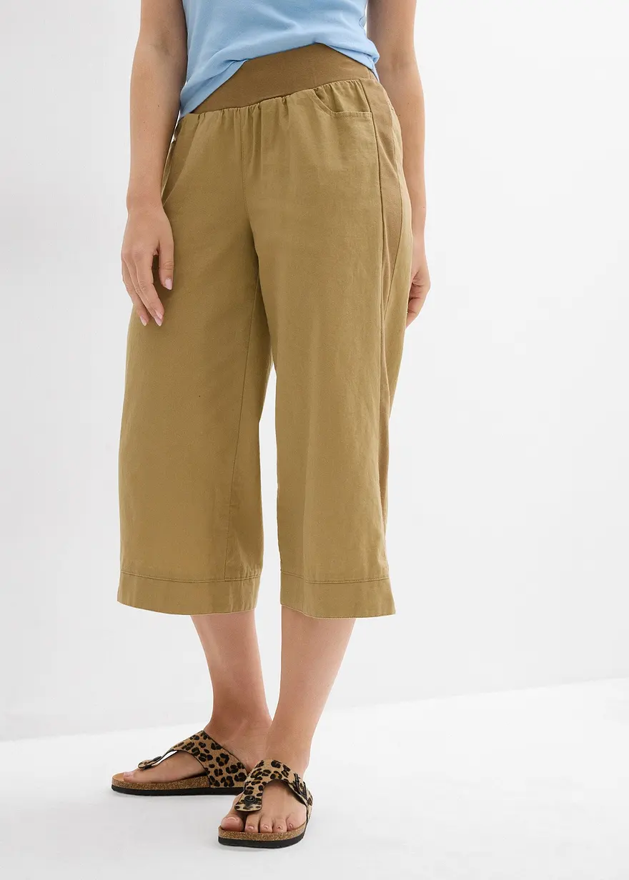 3/4-Hose aus Leinen-Baumwoll-Mischung
