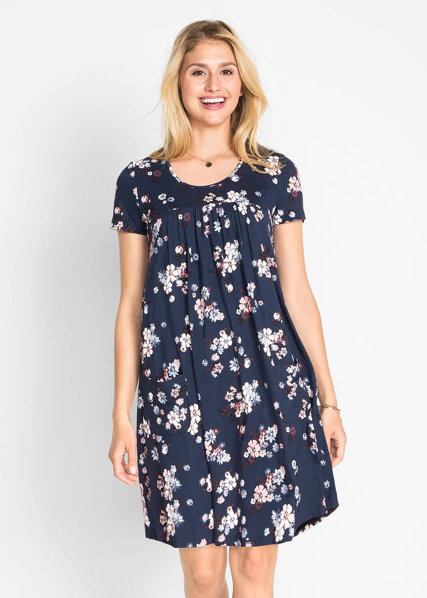 Kurzes Jerseykleid aus softem Viskose-Mix