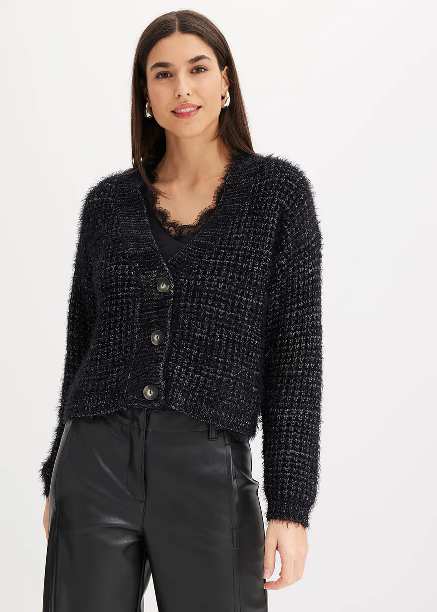 Oversize-Strickjacke mit Bändchengarn