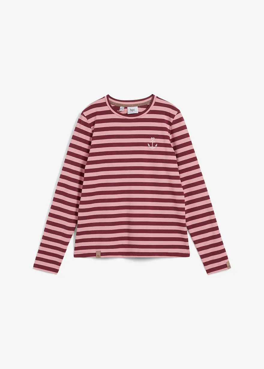 Gestreiftes Langarmshirt mit Stickerei