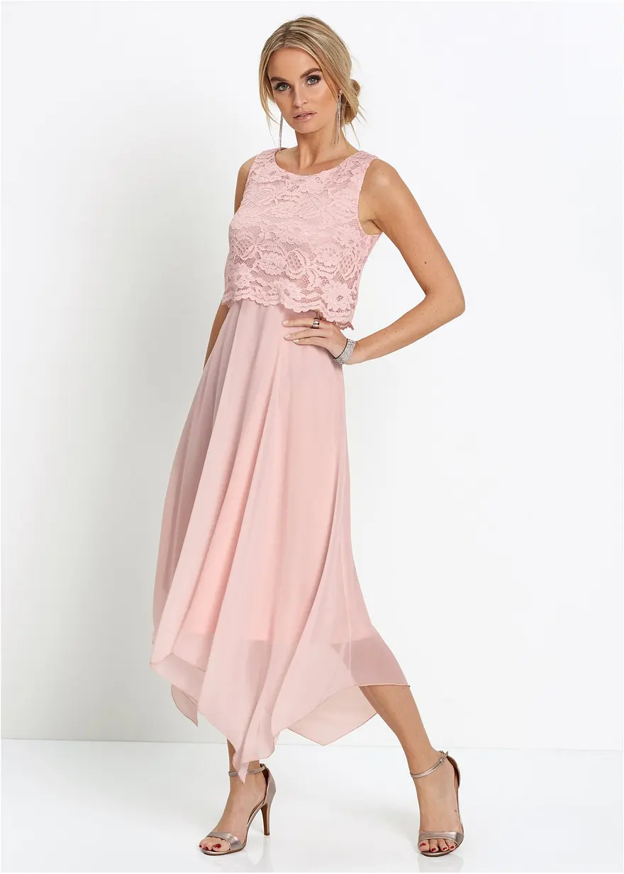 Premium Chiffonkleid mit Spitze