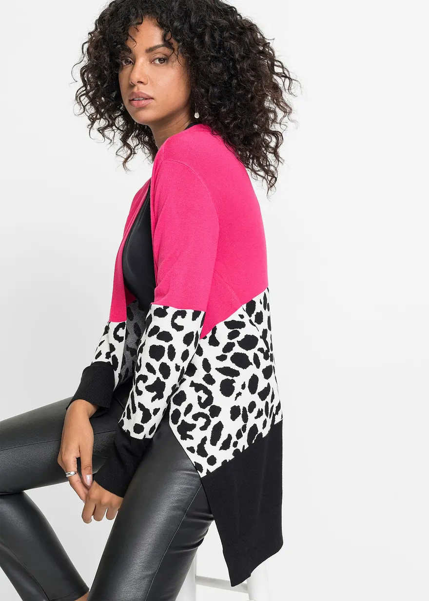 Gerippte Longstrickjacke