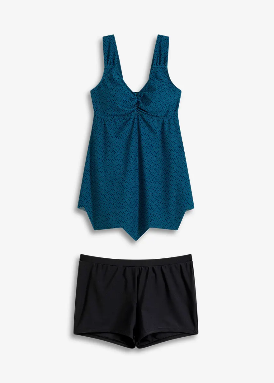 Long-Tankini (2-tlg.Set) mit Zick-Zack Saum
