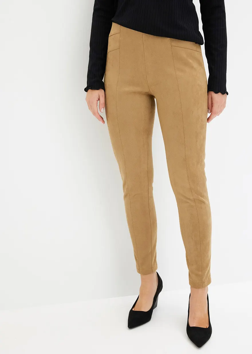 Velourlederimitat-Hose mit Bequembund