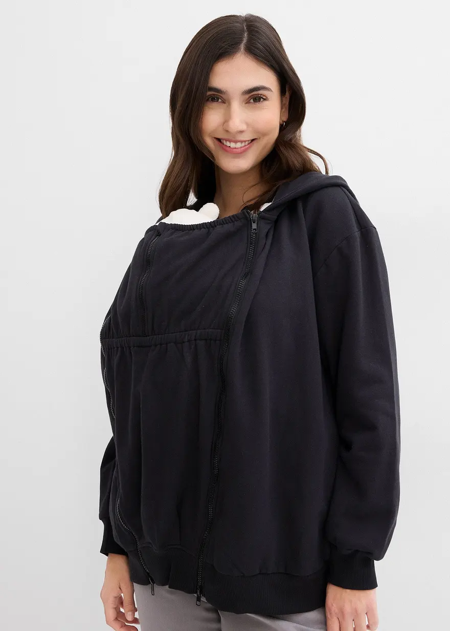 3-in-1 Umstands-Sweatjacke mit Trageeinsatz aus reiner Baumwolle